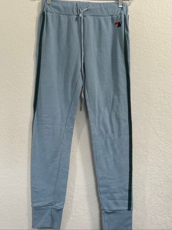 Aviator Nation Pants - light blue Aviator Nation sweatpants featuring side striping Small soft warm